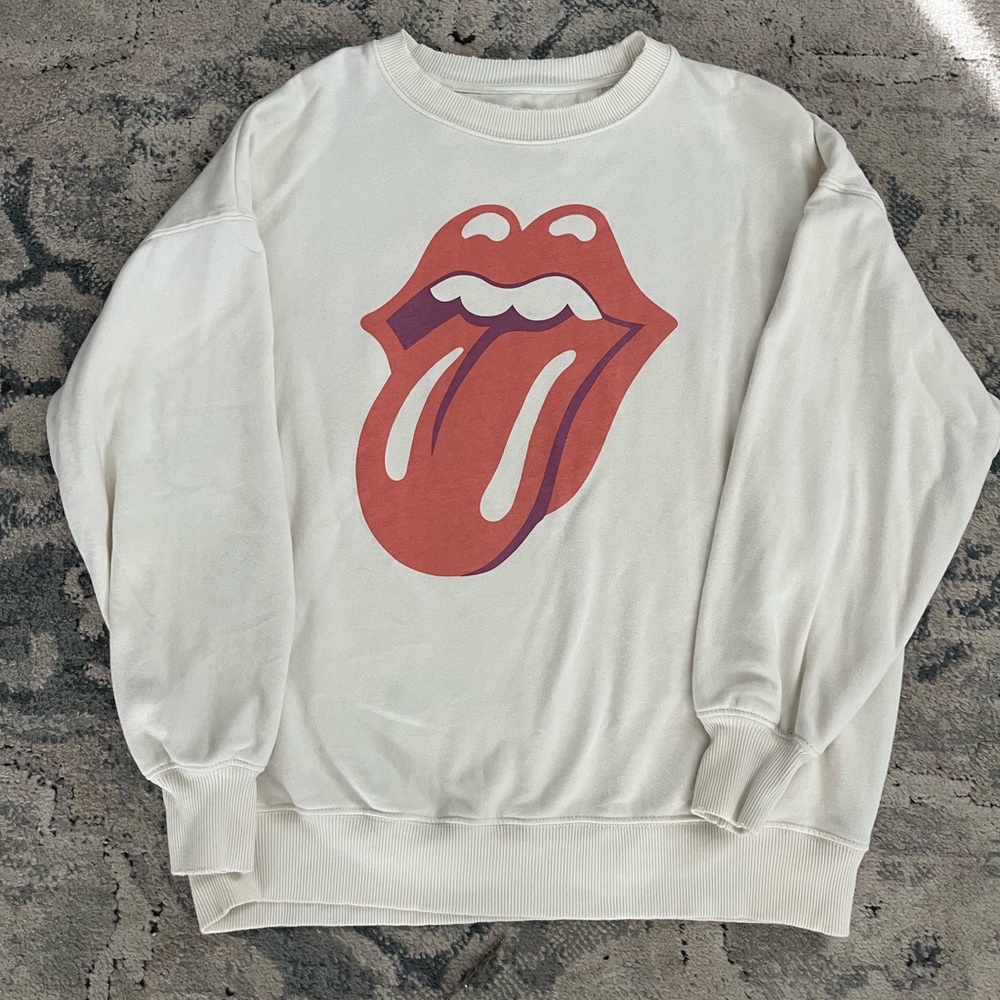 American Eagle Outfitters Cream Graphic Crewneck Sweatshirt